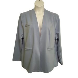 Stylewe Women’s Blazer Blue Long Sleeve Collarless Business Career Stylish Sz 2X